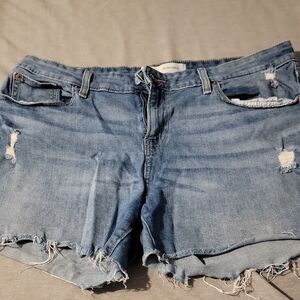 Signature by Levi Strauss Blue Jean Shorts Distressed Mid-Rise